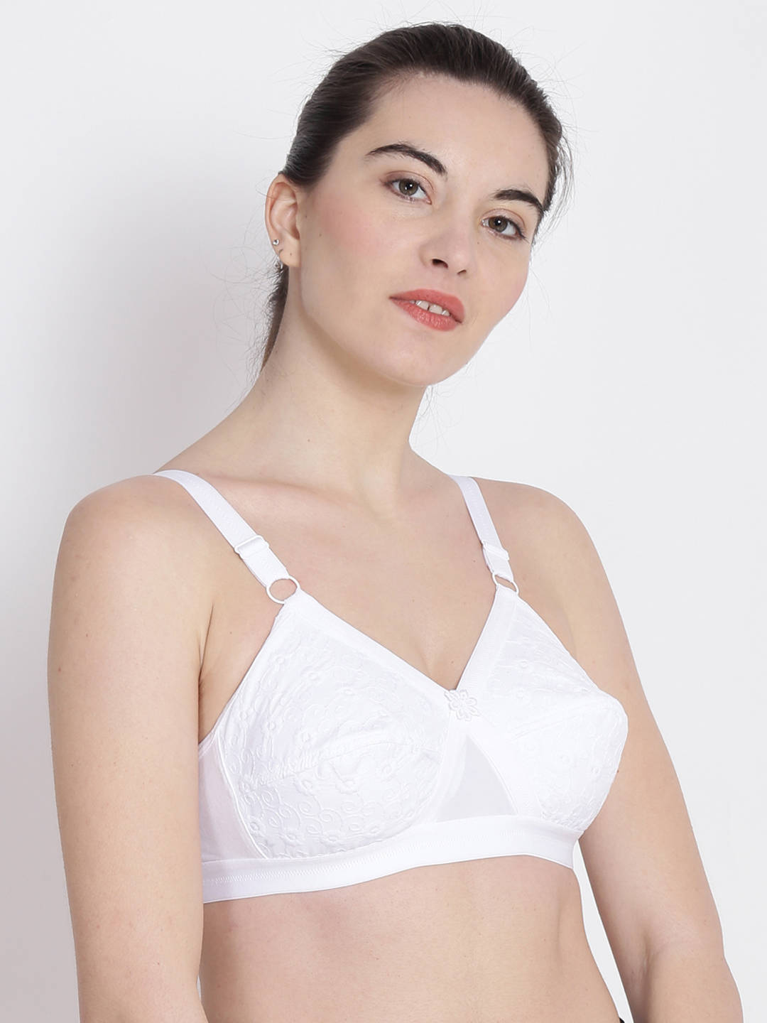 Abelino White Colour Non-Padded Full Coverage Bra (28B) · 28B