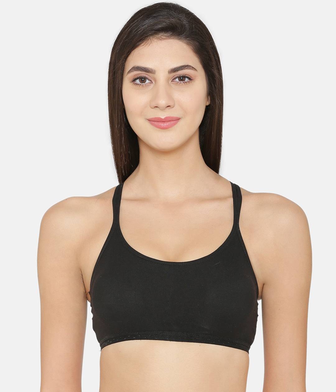 Abelino Black Non Wired Lightly Padded Full Coverage Sports Bra (30B) · 30B