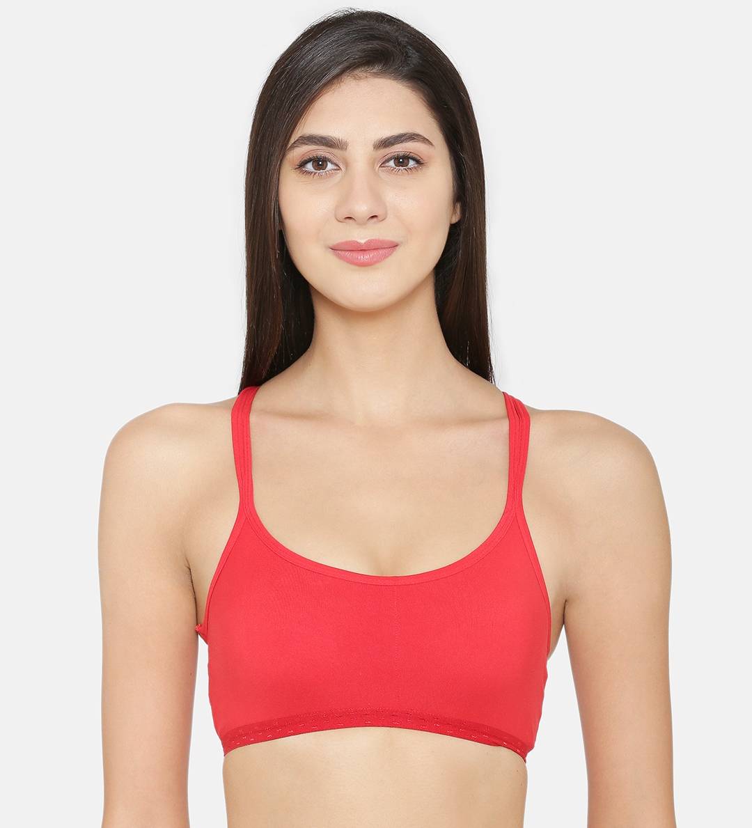 Abelino Red Non Wired Lightly Padded Full Coverage Sports Bra (28B) · 28B