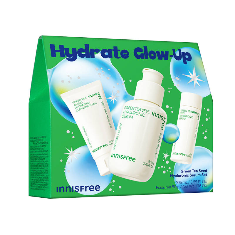 Innisfree Green Tea Hydration Kit, Korean Beauty Cleanser & Serum For Dewy Radiant Skin