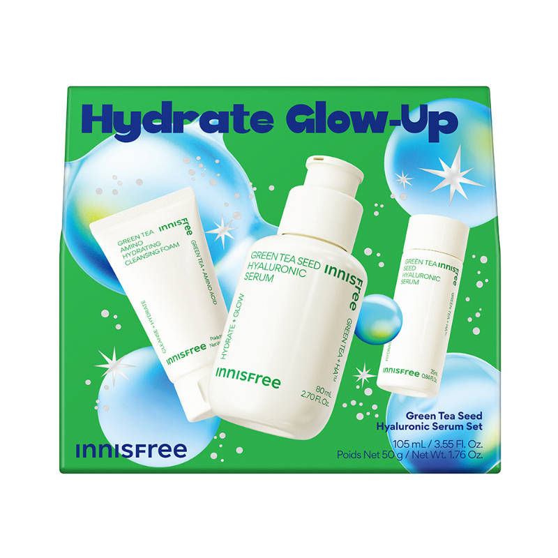 Innisfree Green Tea Hydration Kit, Korean Beauty Cleanser & Serum For Dewy Radiant Skin