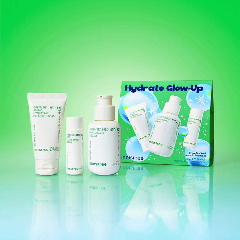 Innisfree Green Tea Hydration Kit, Korean Beauty Cleanser & Serum For Dewy Radiant Skin