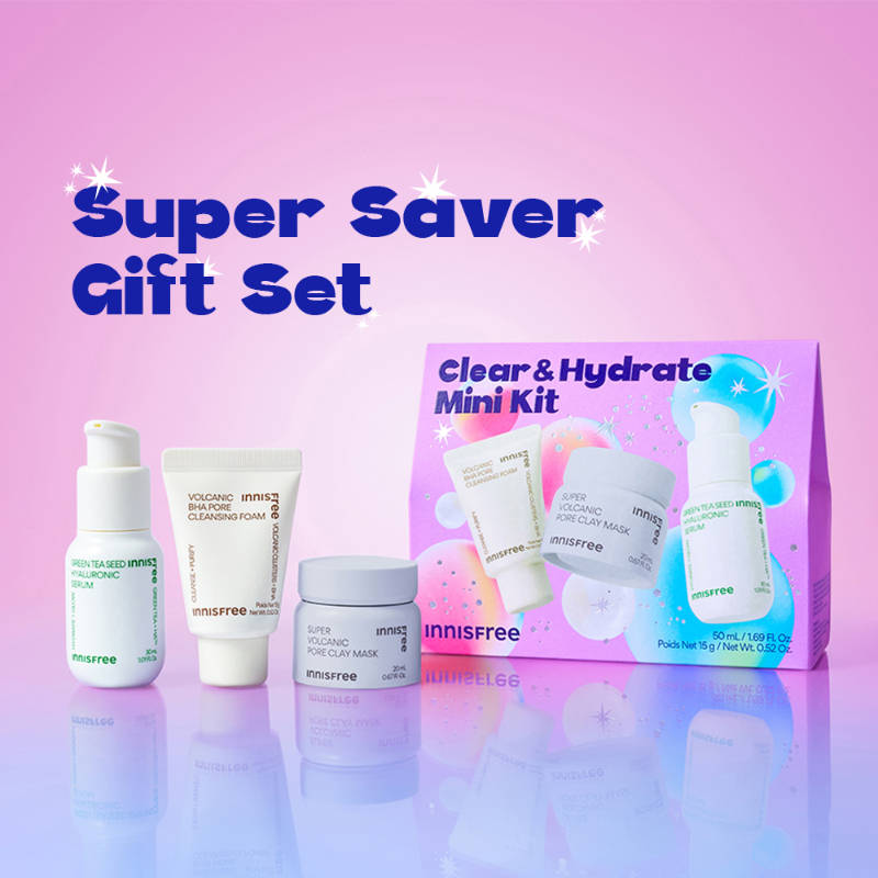 Innisfree Oil Control Best-Seller Kit, Clay Mask, Green Tea Serum & Face Wash For Oily Skin