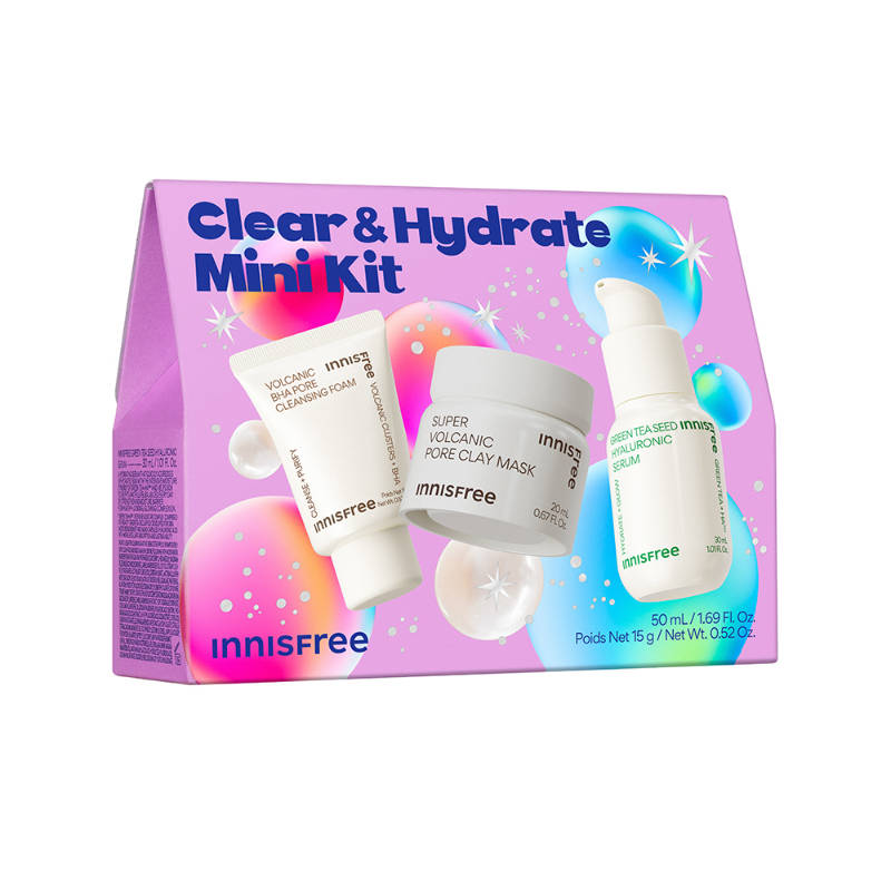 Innisfree Oil Control Best-Seller Kit, Clay Mask, Green Tea Serum & Face Wash For Oily Skin