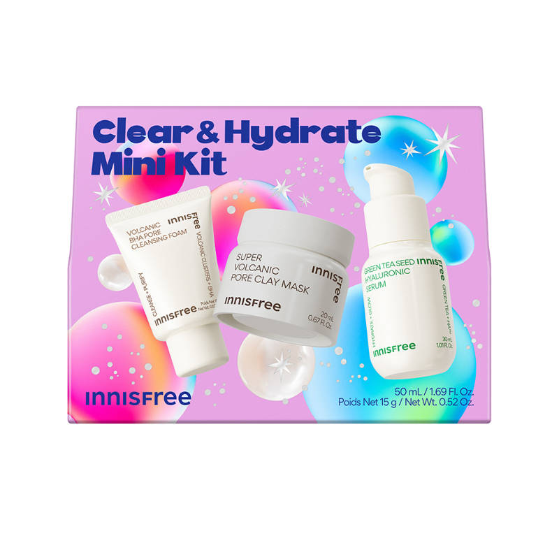 Innisfree Oil Control Best-Seller Kit, Clay Mask, Green Tea Serum & Face Wash For Oily Skin