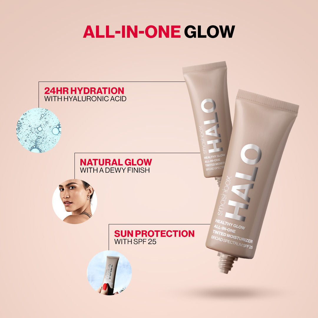 Smashbox Halo Healthy Glow All-In-One Tinted Moisturizer Foundation With SPF 25 (Skin Tint) - Light Neutral (40ml)