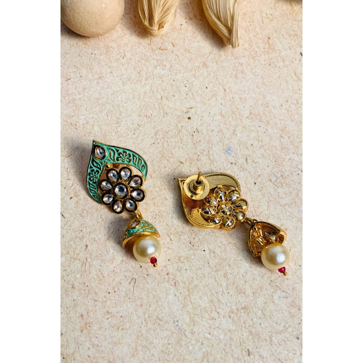 Abdesigns Antique Meenakari Gold Plated Kundan Necklace Set