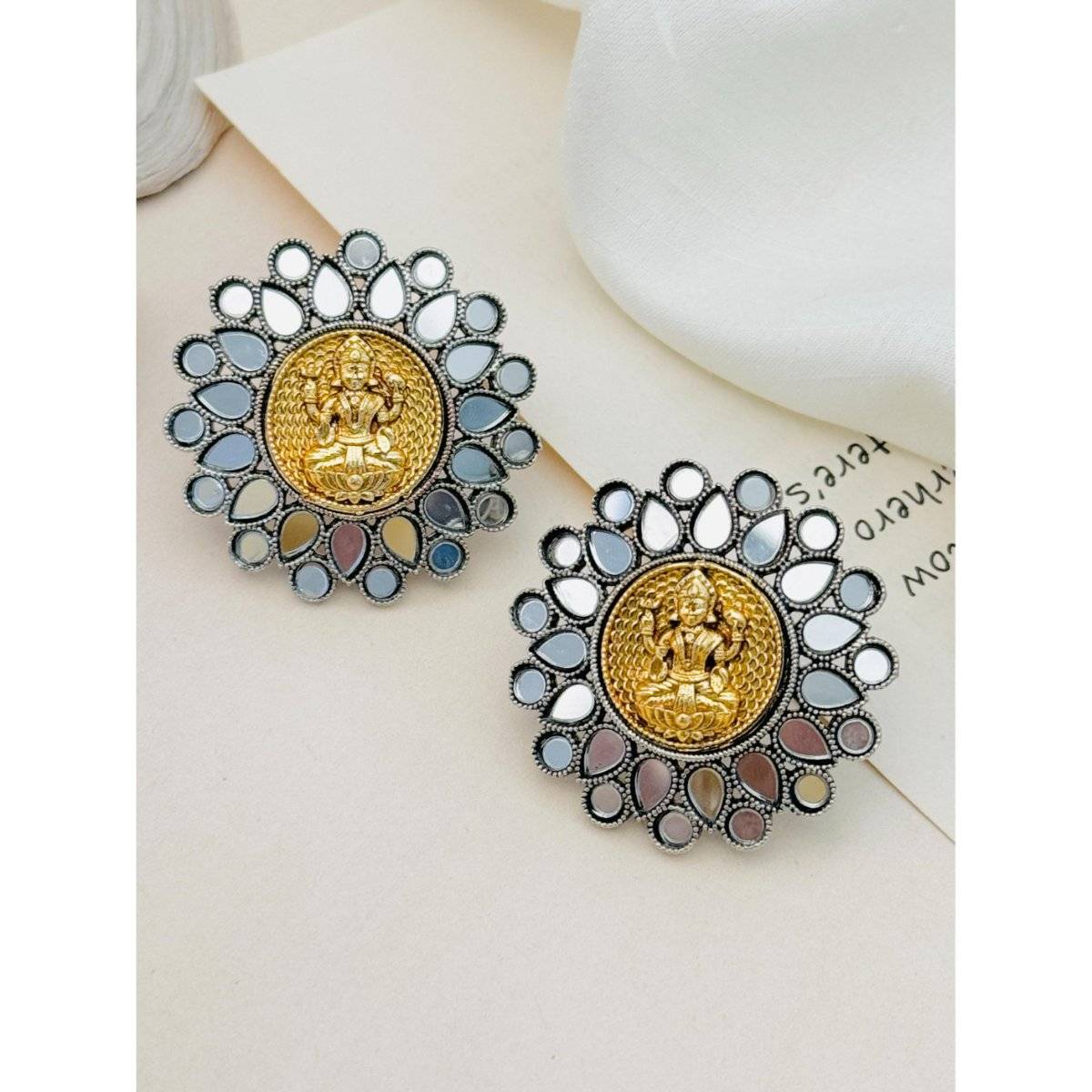 Abdesigns Elegant Dual Plated Temple Stud Earrings