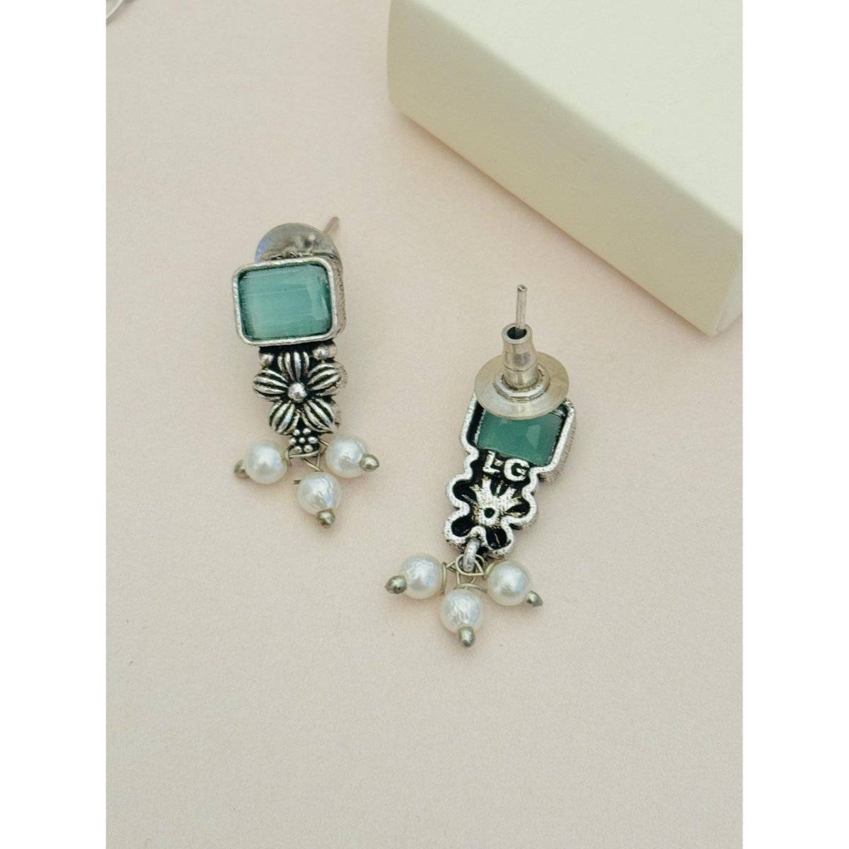 Abdesigns Multi-Color German Silver Plated Stone Studded Necklace Set