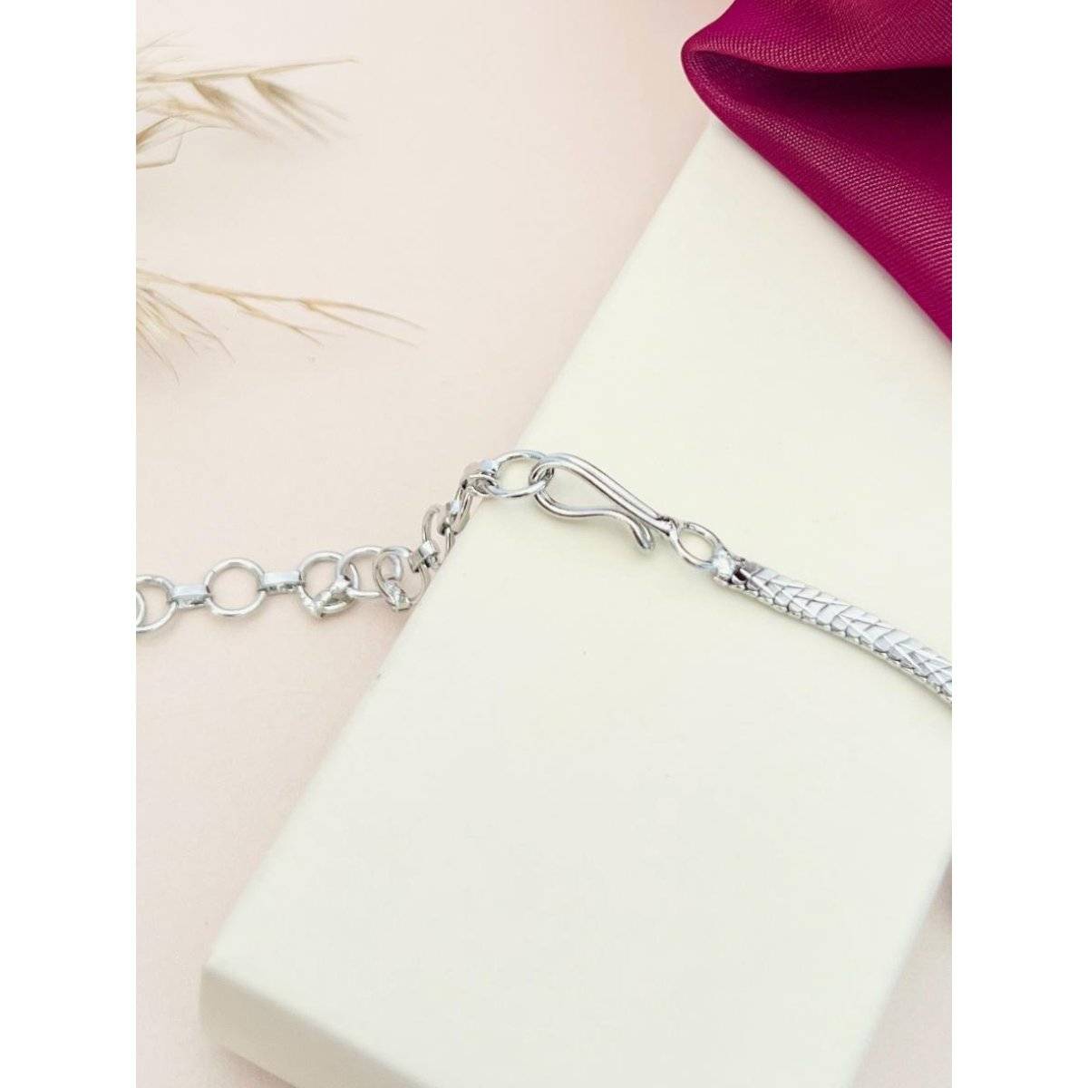 Abdesigns White American Diamond Silver Plated Necklace Set