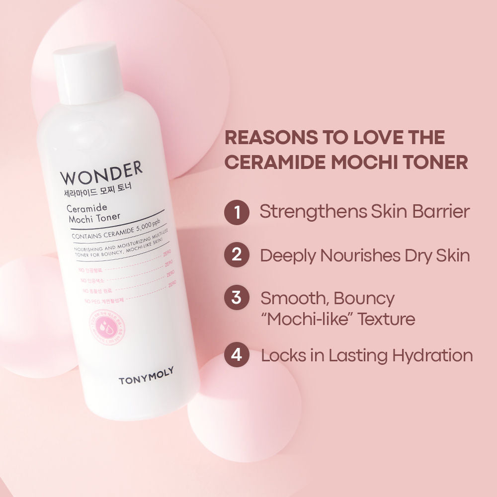 TONYMOLY Korean Wonder Ceramide Mochi Toner-Hydrates, Softens, Nourishes Dry & Combination Skin (500ml)