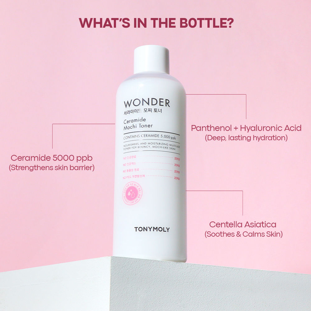 TONYMOLY Korean Wonder Ceramide Mochi Toner-Hydrates, Softens, Nourishes Dry & Combination Skin (500ml)
