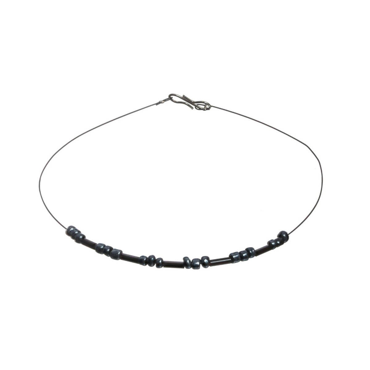 Aatmana Set of 2 Black Handcrafted Anklets and 1 Black Stone Ring