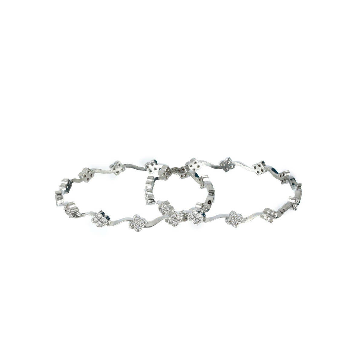 Aatmana American Diamond Silver Plated Bangles (Set of 2)