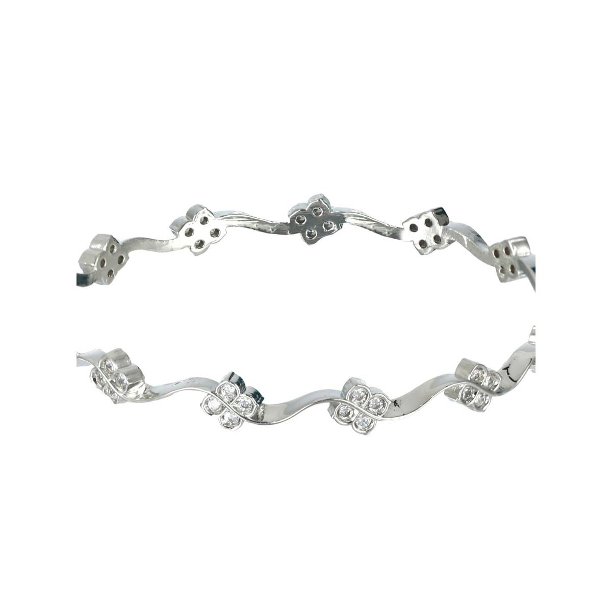 Aatmana American Diamond Silver Plated Bangles (Set of 2)