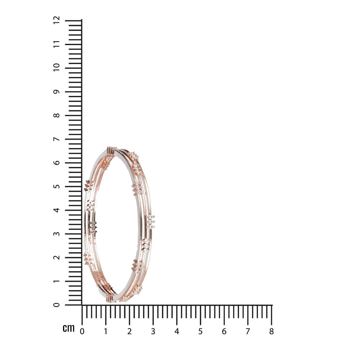 Aatmana Rose Gold Plated and White American Diamond Multilayer Bangles (Set of 2)