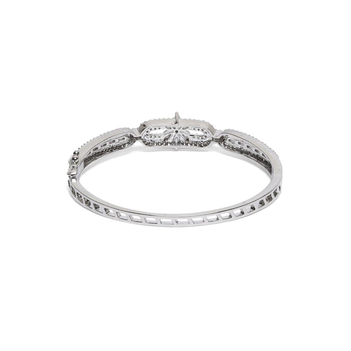 Aatmana American Diamond Silver Plated Mint Green Bangle Style Bracelet