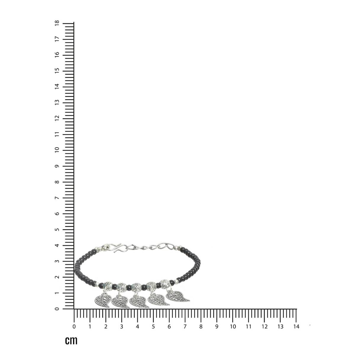 Aatmana Set of 2 Black and Silver Toned Bracelet/Anklets