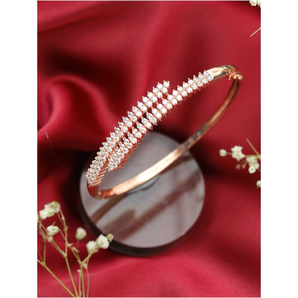 Aatmana Rose Gold Plated American Diamond Studded Bracelet
