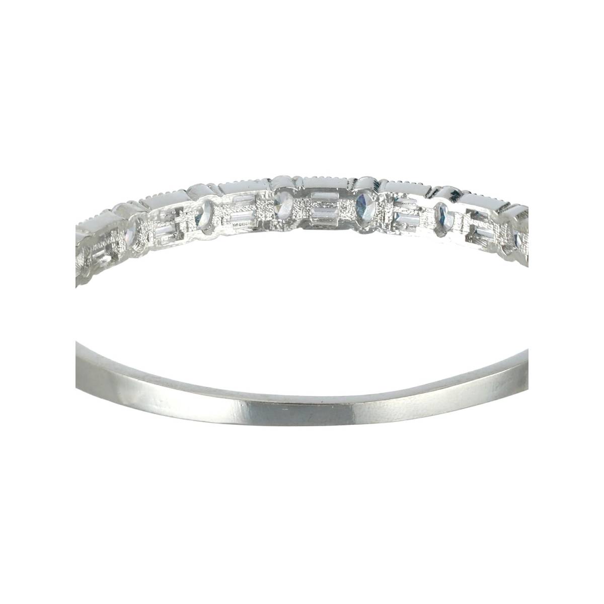 Aatmana Silver Plated and White American Diamond Handcrafted Bangle Style Bracelet