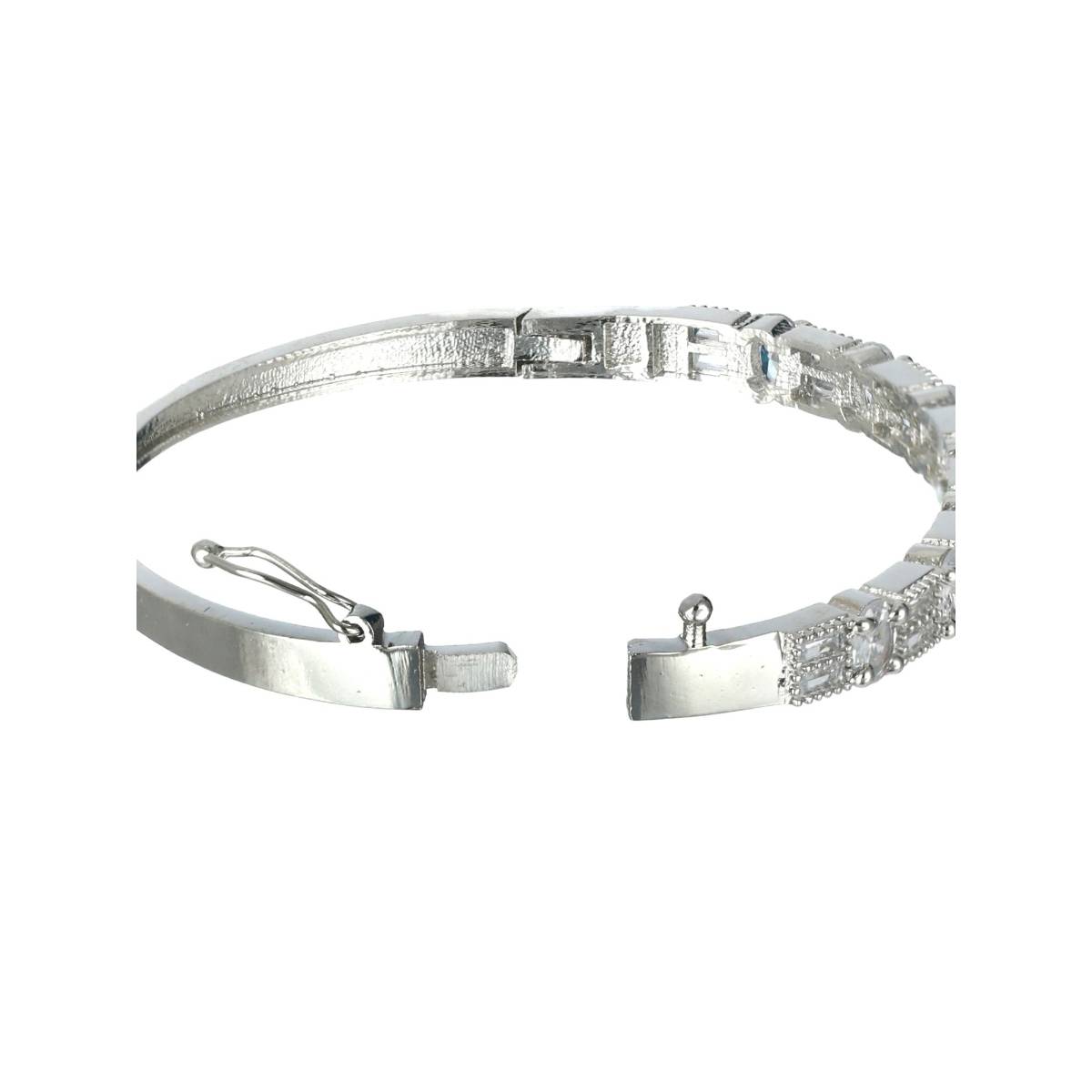 Aatmana Silver Plated and White American Diamond Handcrafted Bangle Style Bracelet