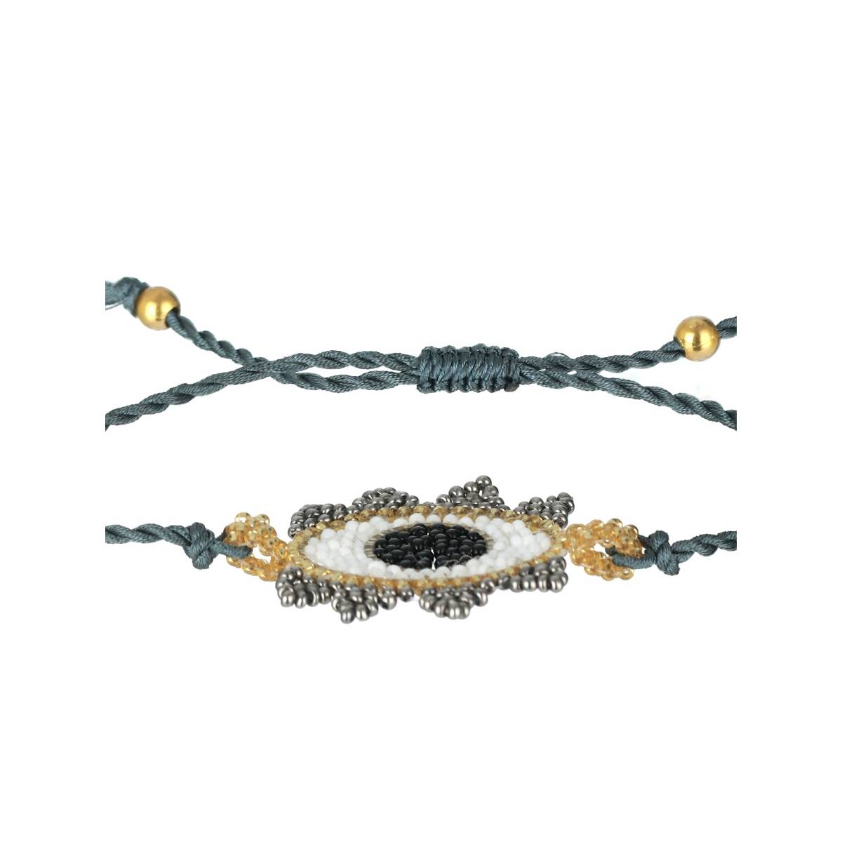 Aatmana Blue Gold Toned Beaded and Handcrafted Wraparound Evil Eye Bracelet