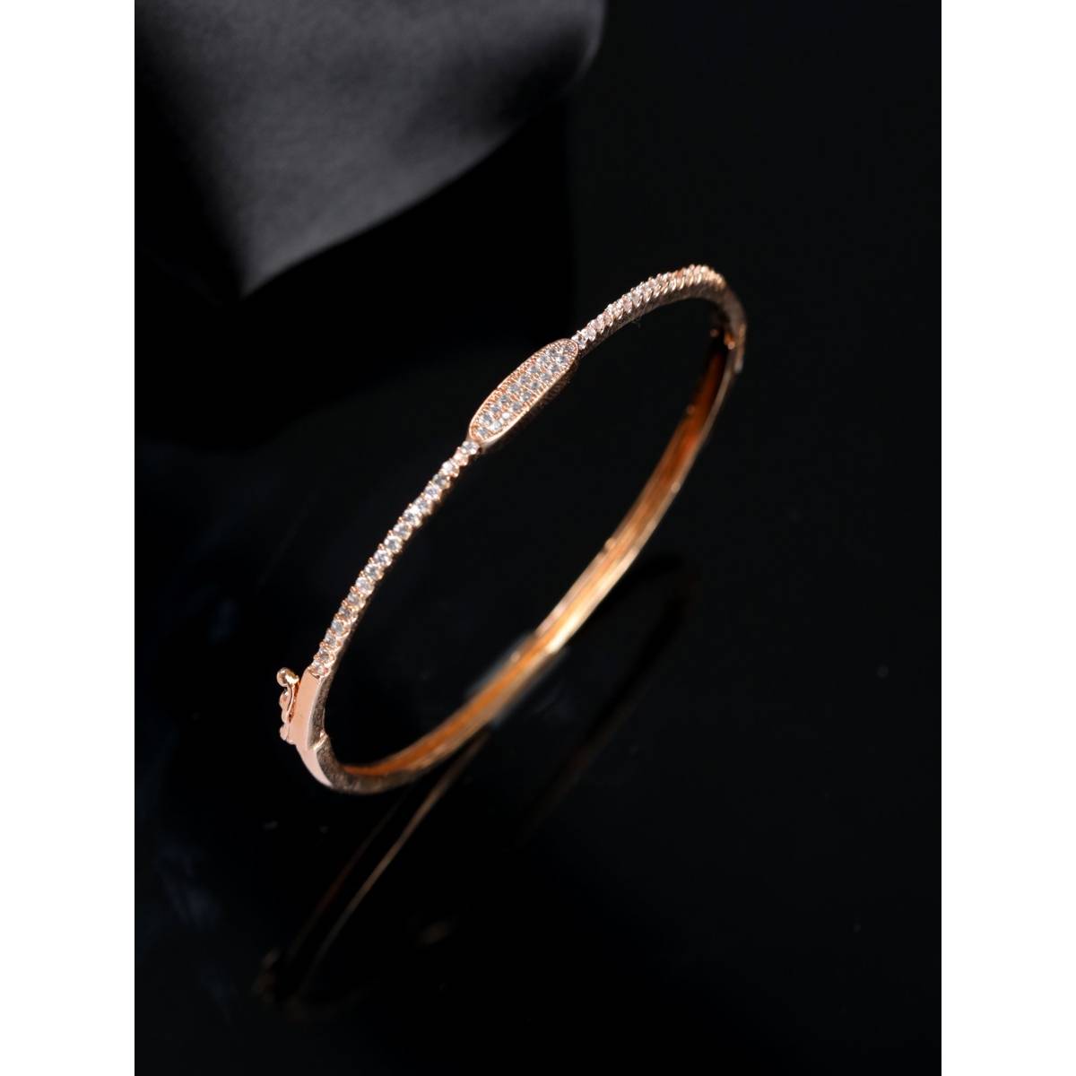 Aatmana Rose Gold Plated American Diamond Studded Elegant and Sleek Bracelet