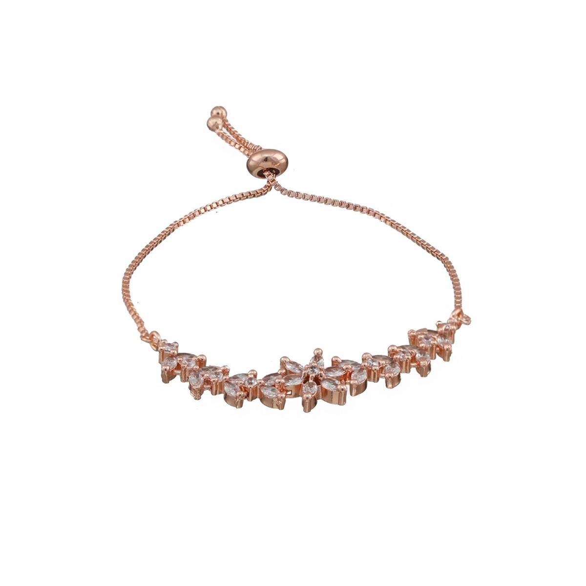 Aatmana Rose Gold Plated American Diamond Studded Handcrafted Adjustable Bracelet