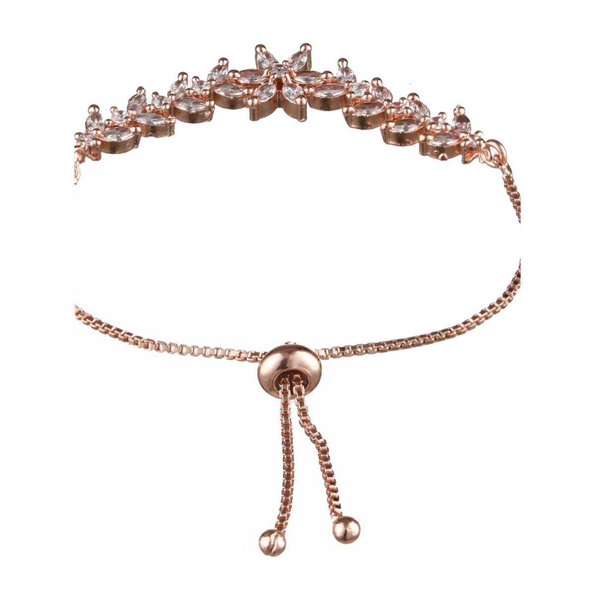 Aatmana Rose Gold Plated American Diamond Studded Handcrafted Adjustable Bracelet
