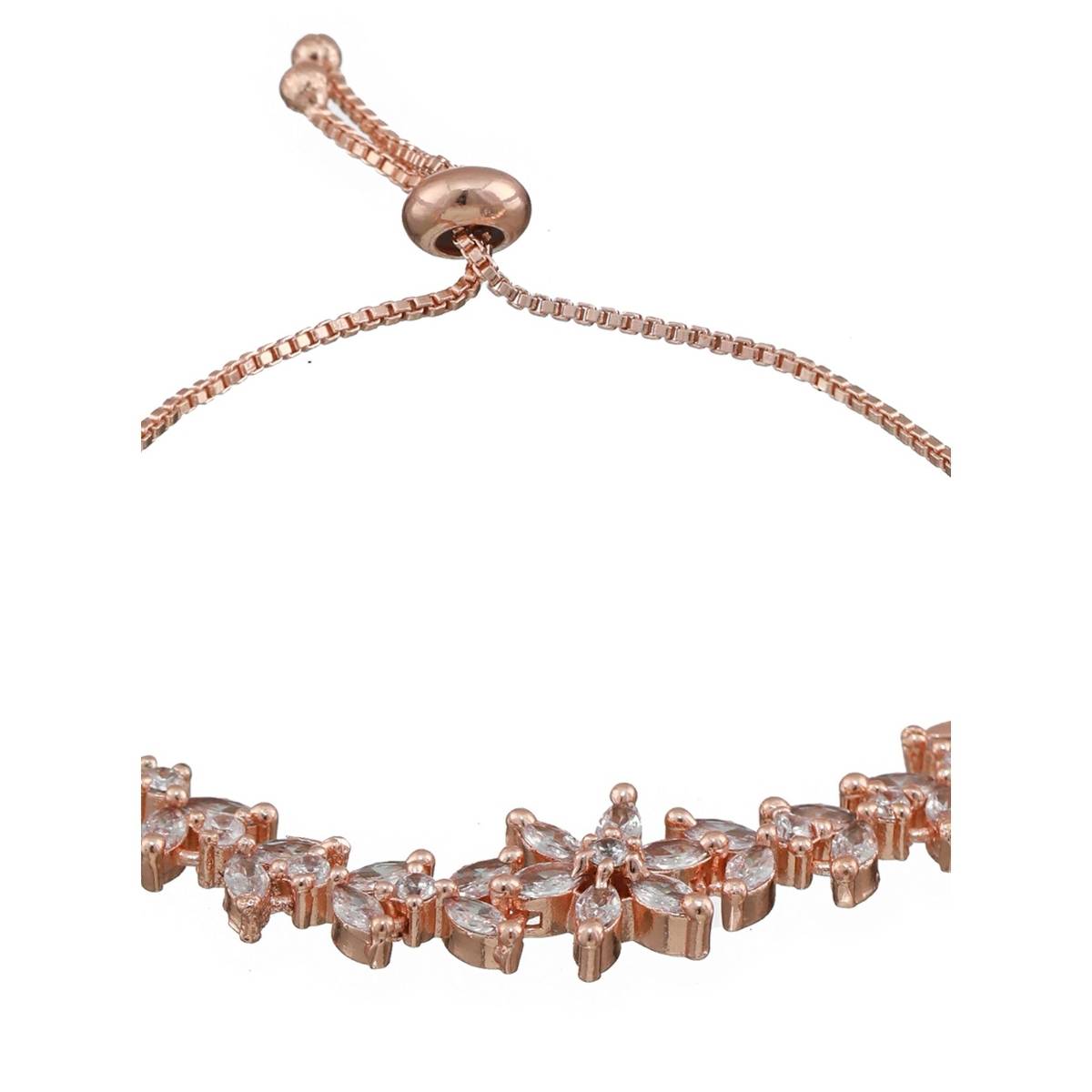 Aatmana Rose Gold Plated American Diamond Studded Handcrafted Adjustable Bracelet