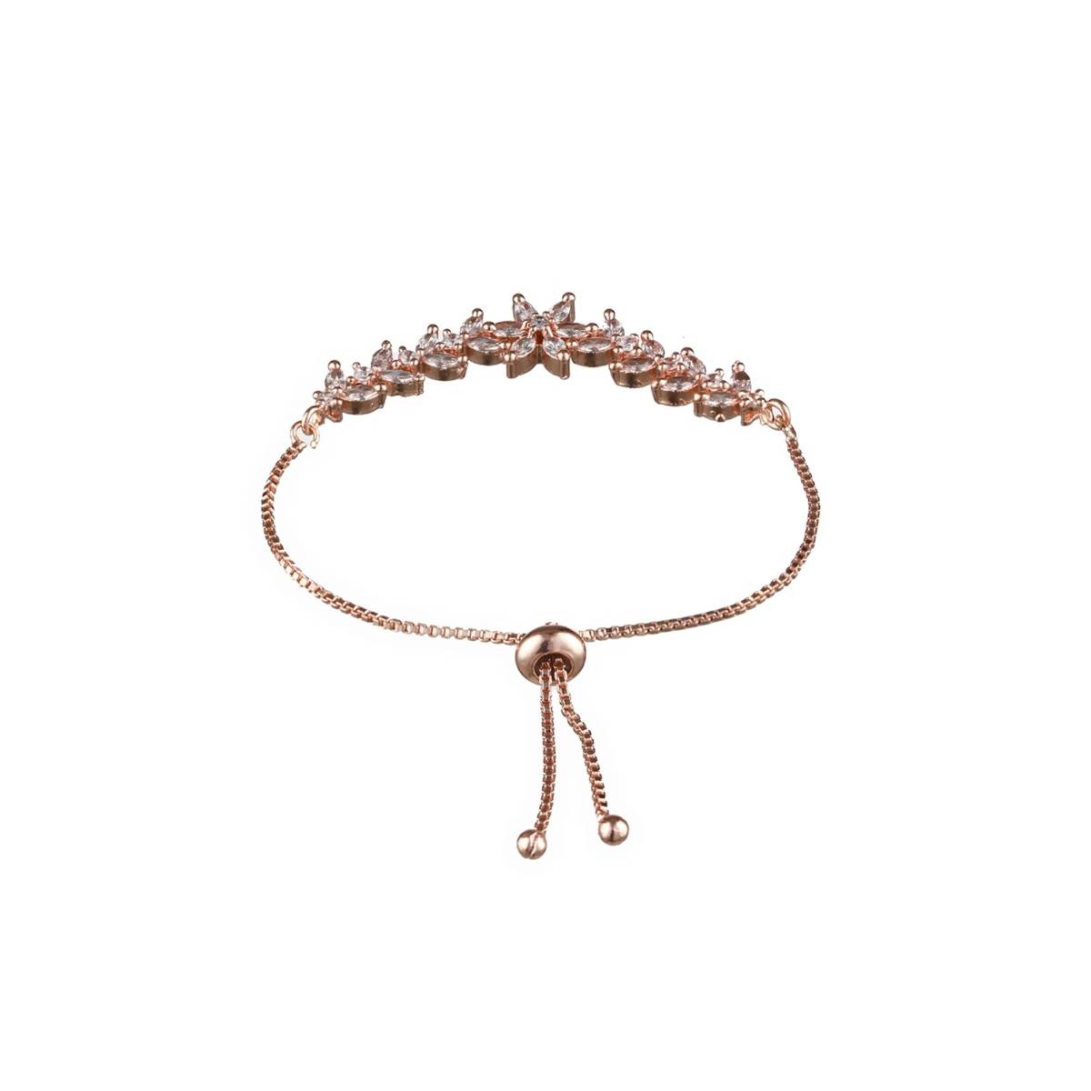 Aatmana Rose Gold Plated American Diamond Studded Handcrafted Adjustable Bracelet