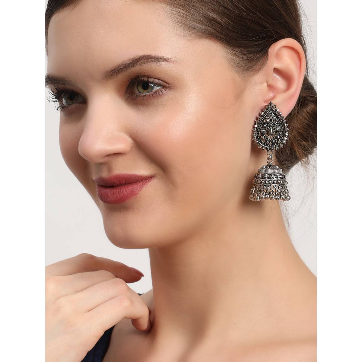 Aatmana Black Silver Plated Jhumka Earring · One Size