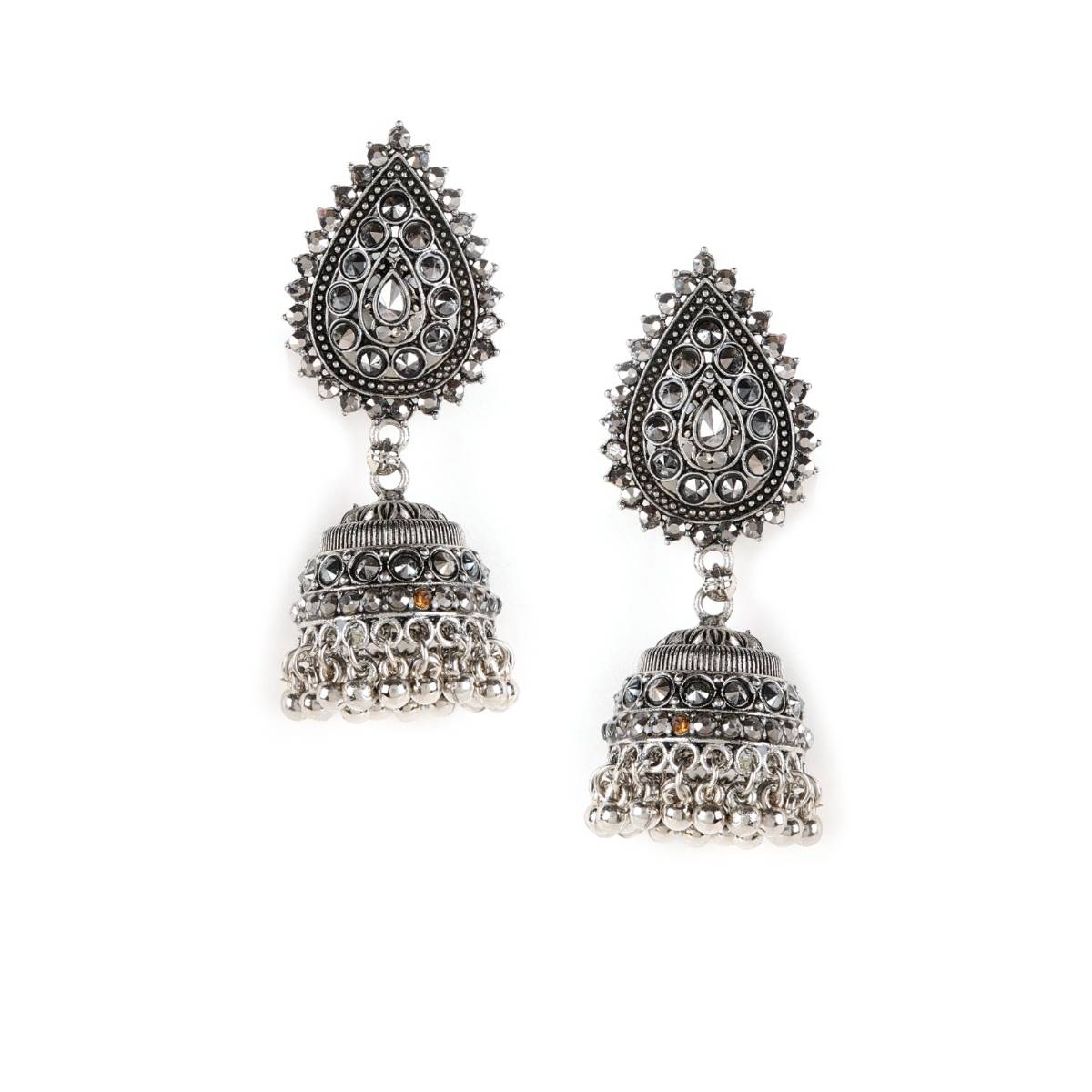 Aatmana Black Silver Plated Jhumka Earring · One Size