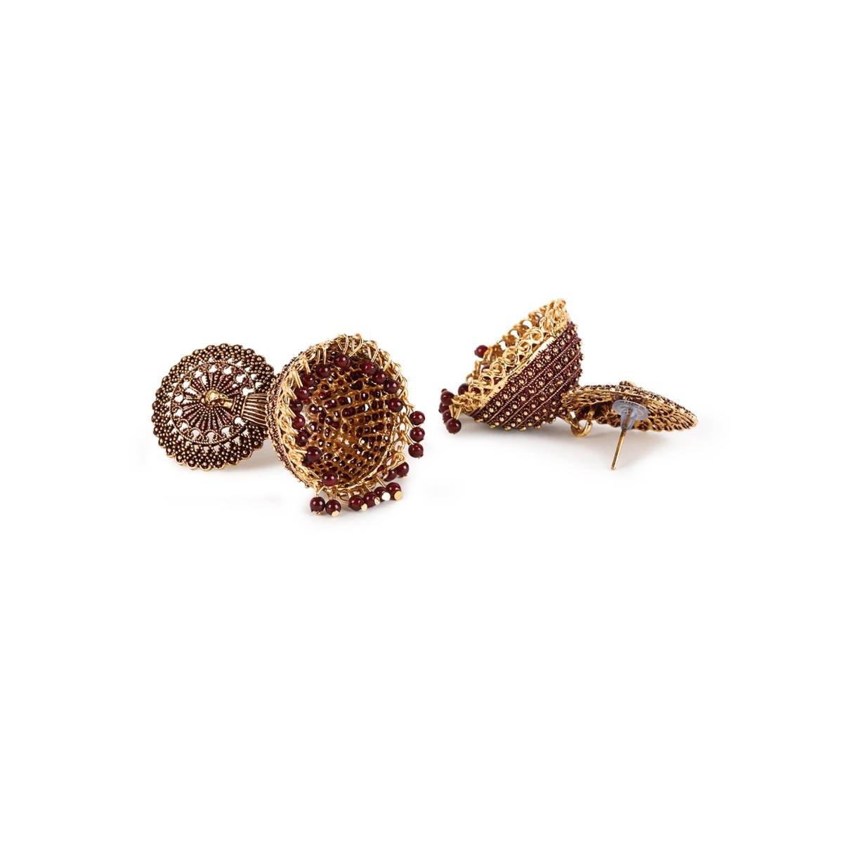 Aatmana Designer Gold Plated Peacock Shape Enamelled Traditional Drop Jhumka Earring