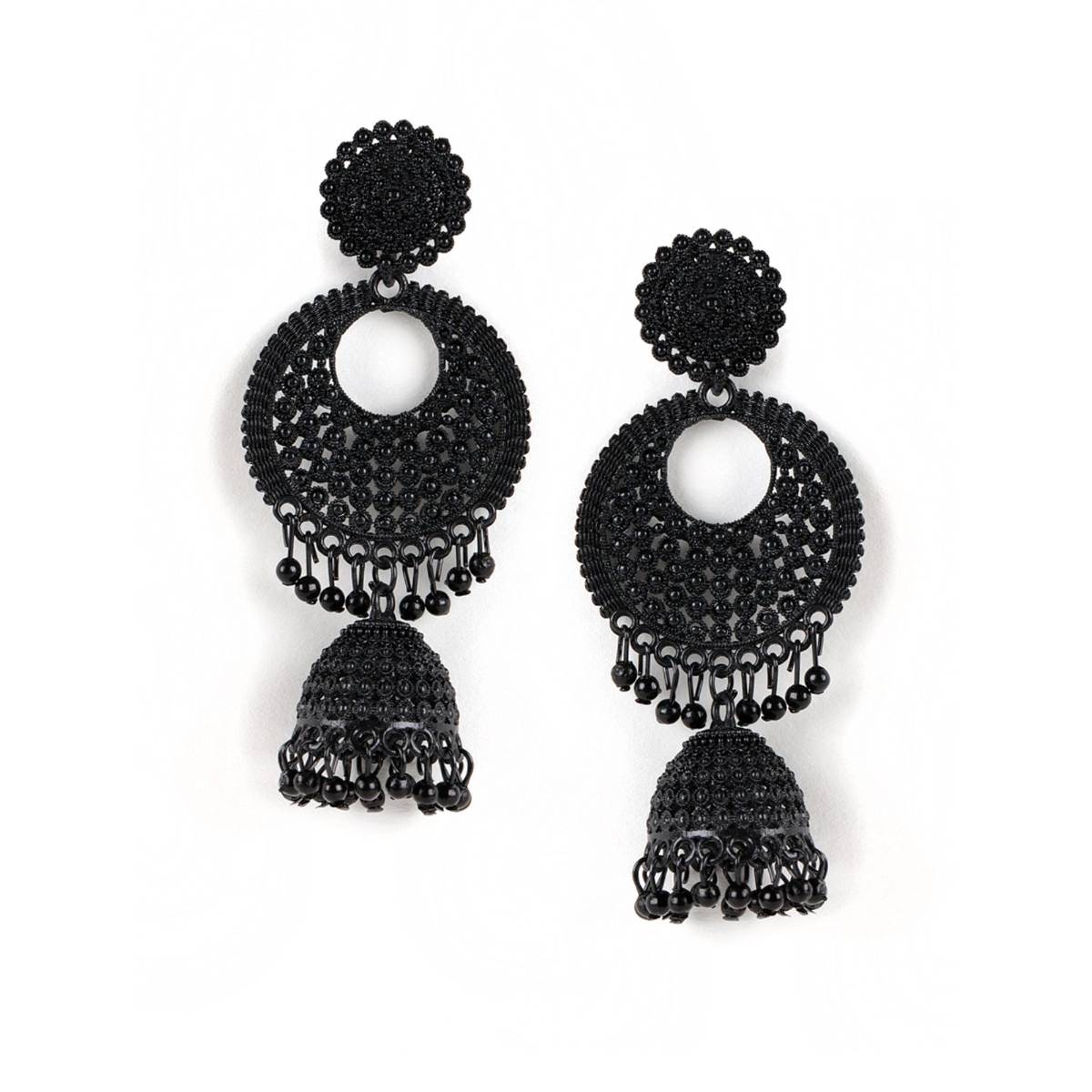 Aatmana Black Painted Enamel Ethnic Jhumka Earring
