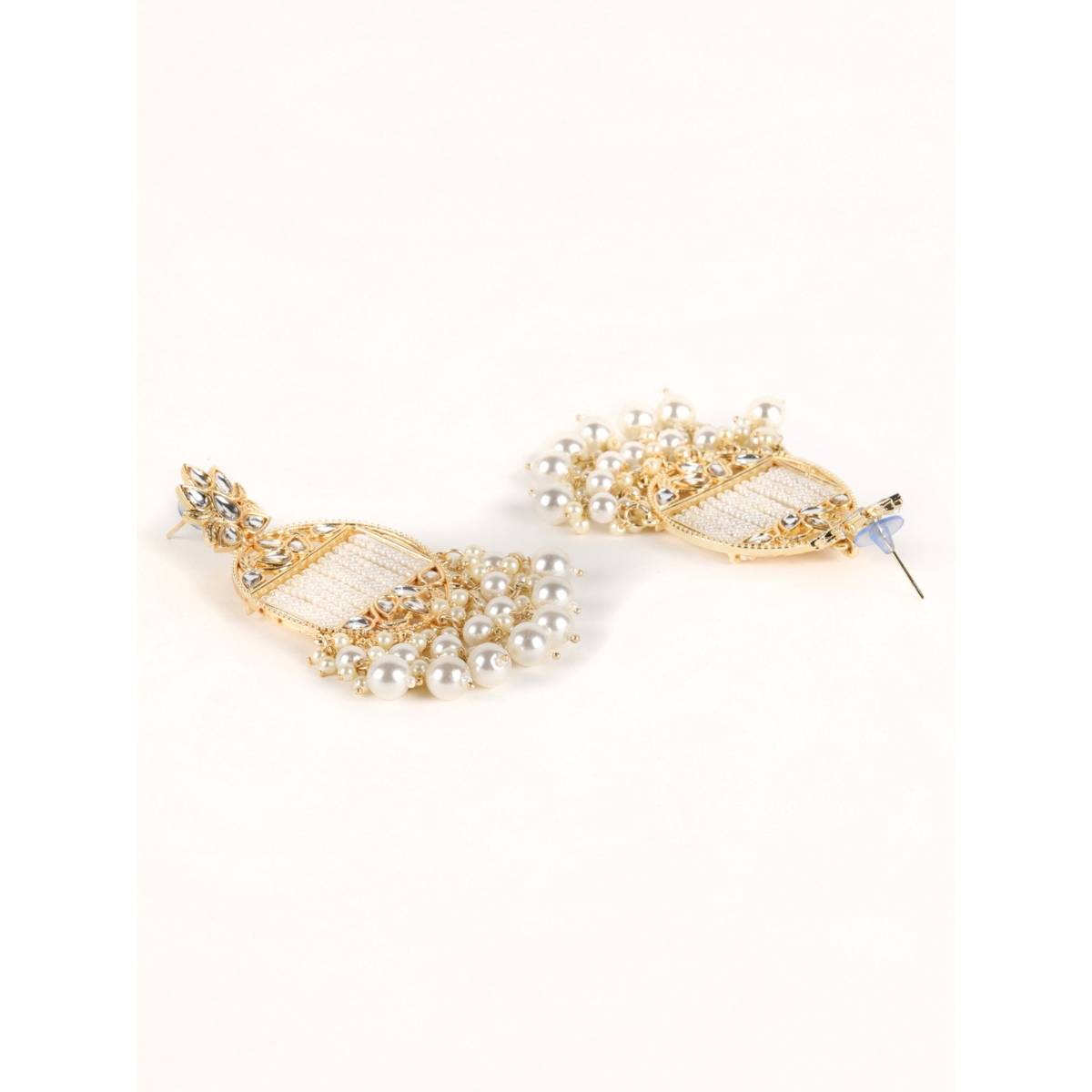 Aatmana Gold Plated Handcrafted Kundan Pearl Studded Multistrand Earrings