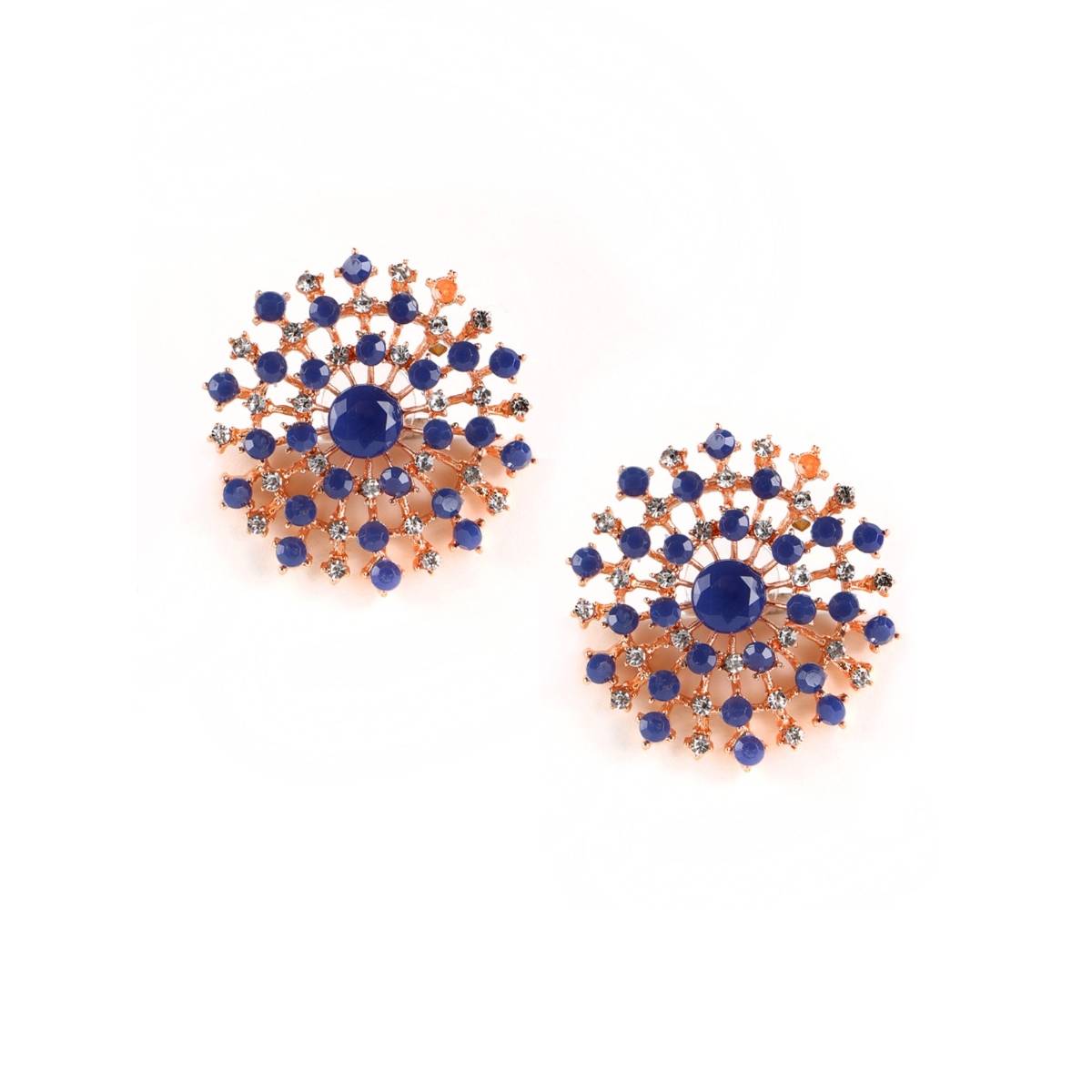 Aatmana Blue Kundan Studded Stone Contemporary Stud Earrings · One Size