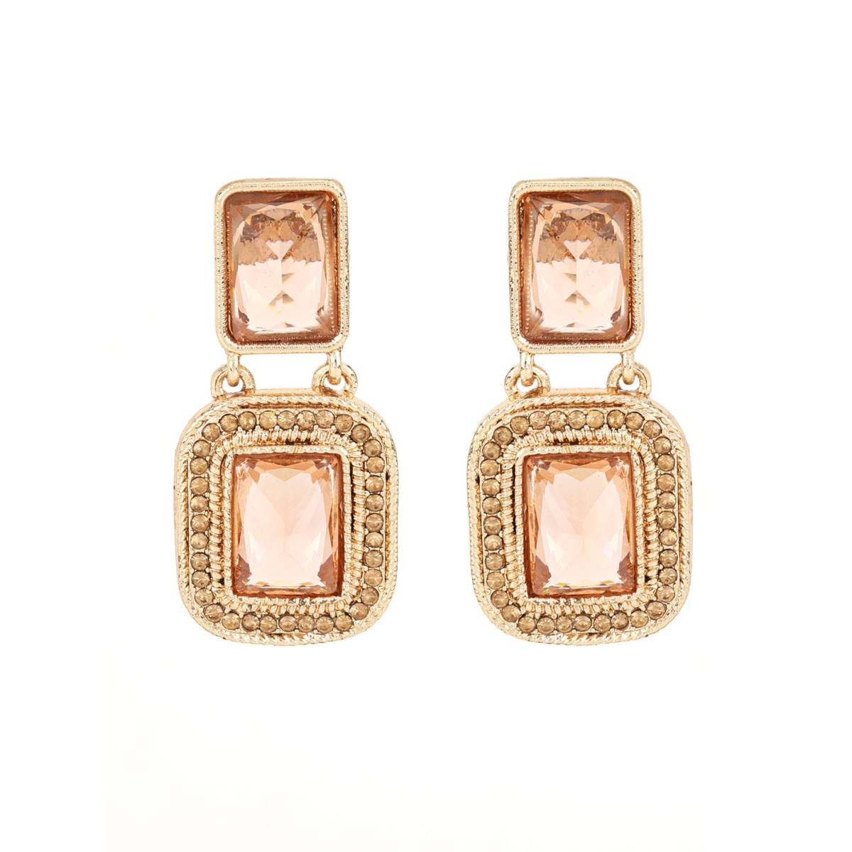 Aatmana Gold Plated Kundan Studded Contemporary Drop Earrings