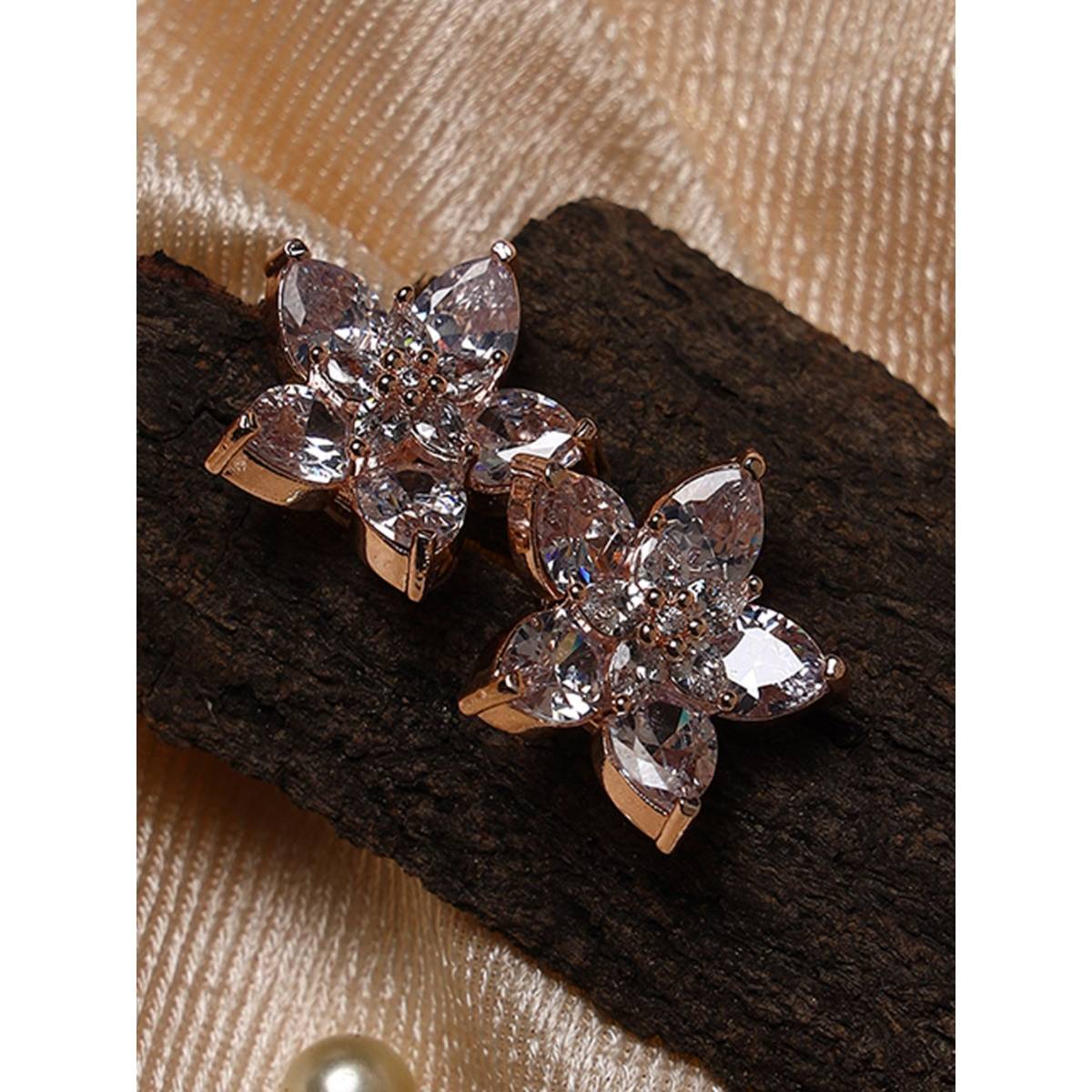 Aatmana White Contemporary Floral Studs Earrings