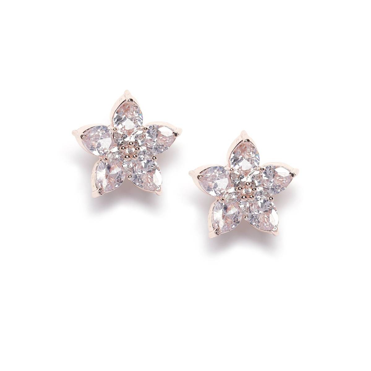 Aatmana White Contemporary Floral Studs Earrings