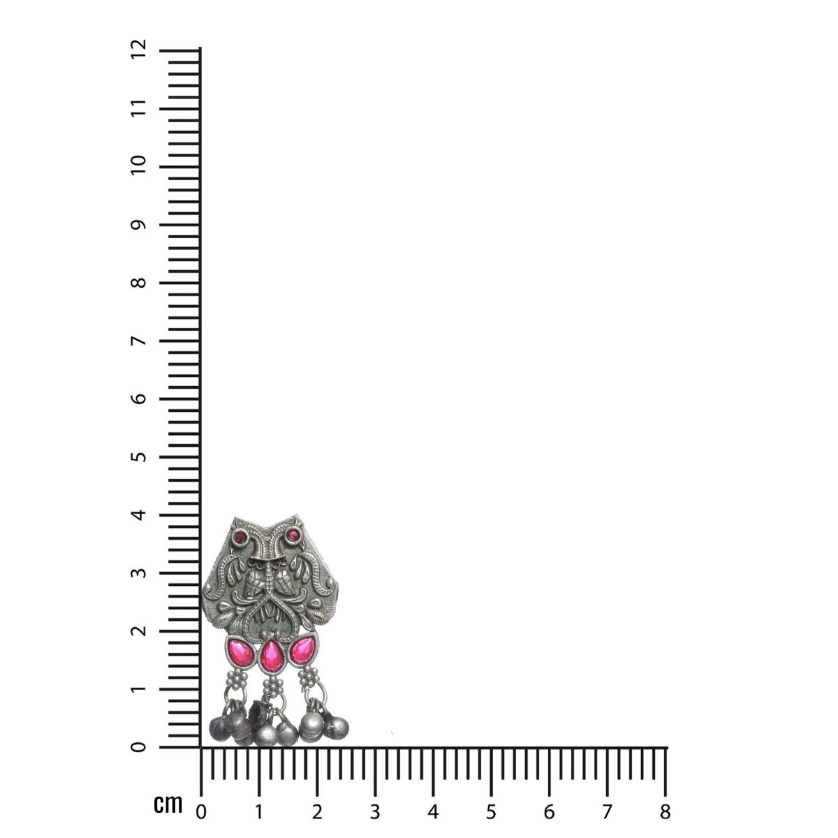 Aatmana Oxidised Silver Toned ,Red Stone Studded Contemporary Owl Shaped Drop Earrings