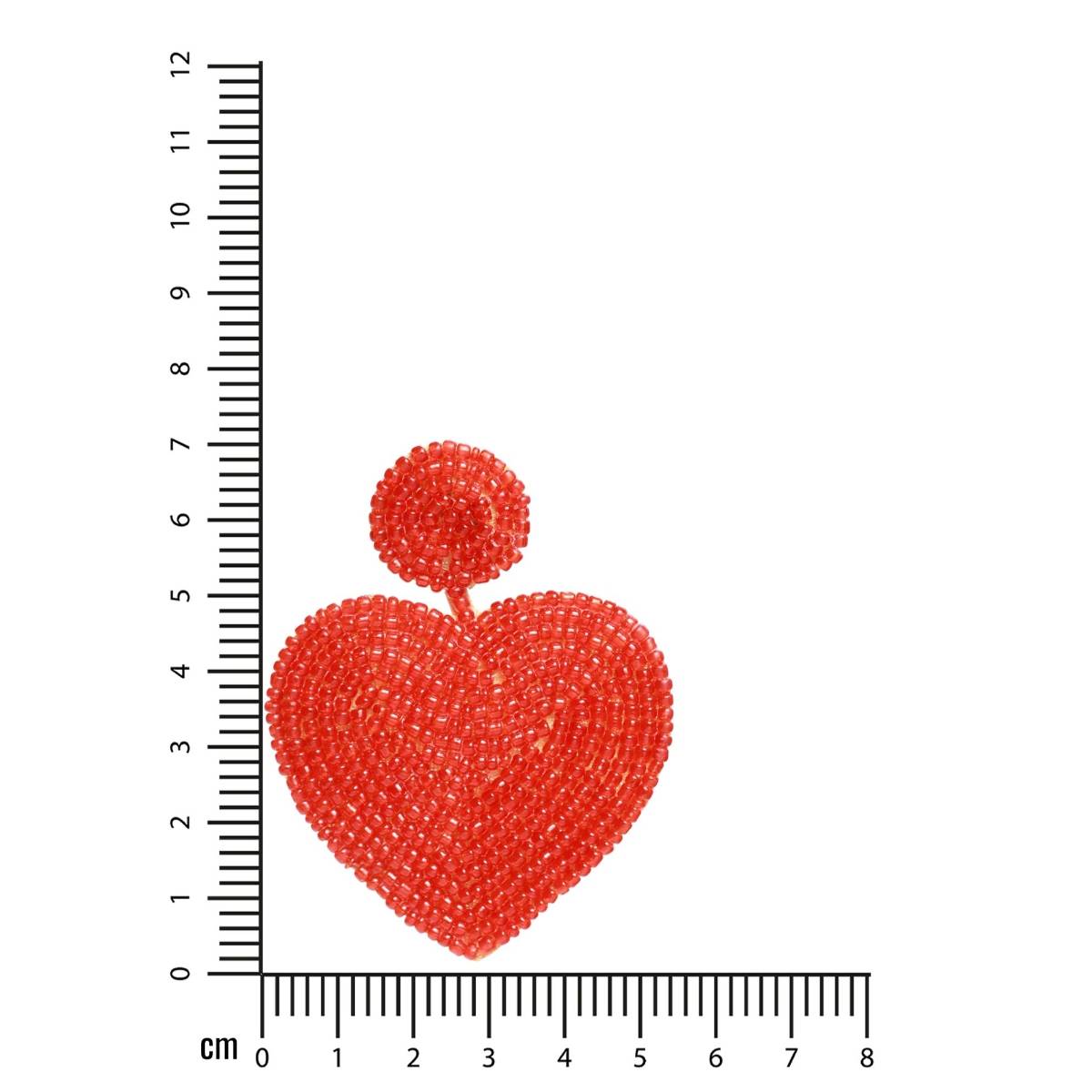 Aatmana Handwoven Beads and Red Heart Shaped Contemporary Design Handcrafted Drop Earrings