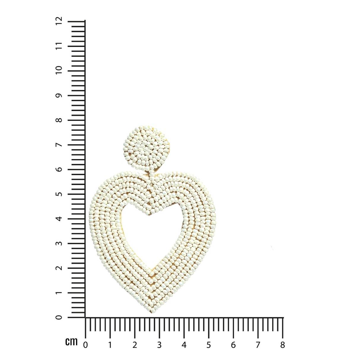 Aatmana Handwoven Beads and White Heart Shaped Contemporary Handcrafted Drop Earrings