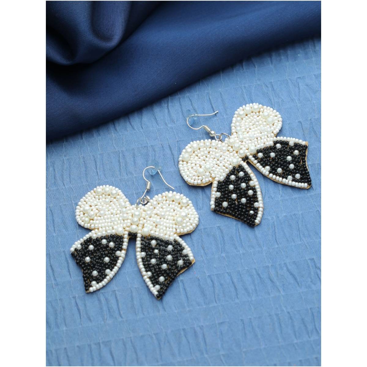 Aatmana Black and White Butterfly Shaped Drop Earrings