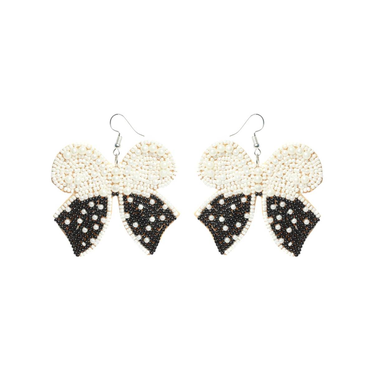 Aatmana Black and White Butterfly Shaped Drop Earrings