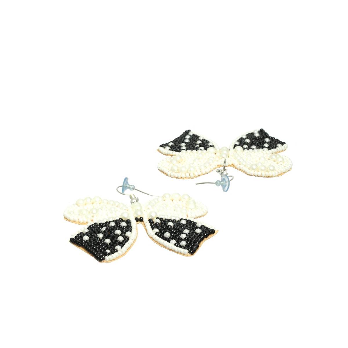 Aatmana Black and White Butterfly Shaped Drop Earrings