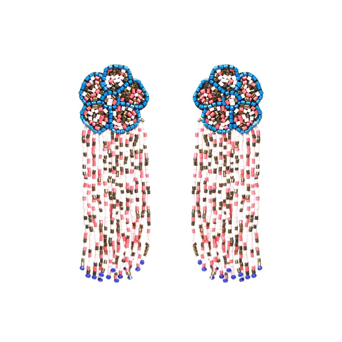 Aatmana Gold Plated and Multi Color Tasselled Contemporary Afghan Drop Earrings