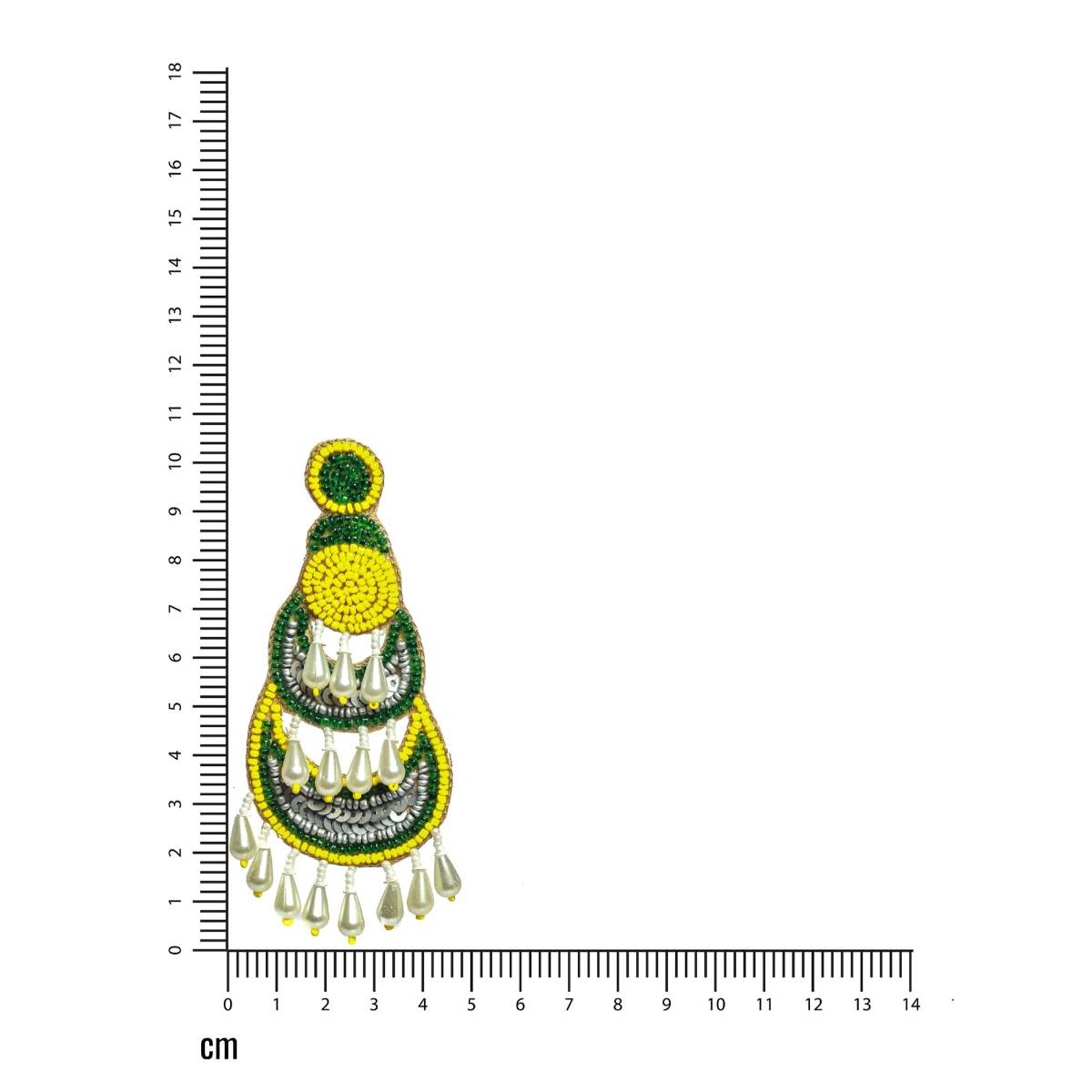 Aatmana Yellow Green Beads and Pearls Studded Contemporary Handcrafted Chandbali Earrings