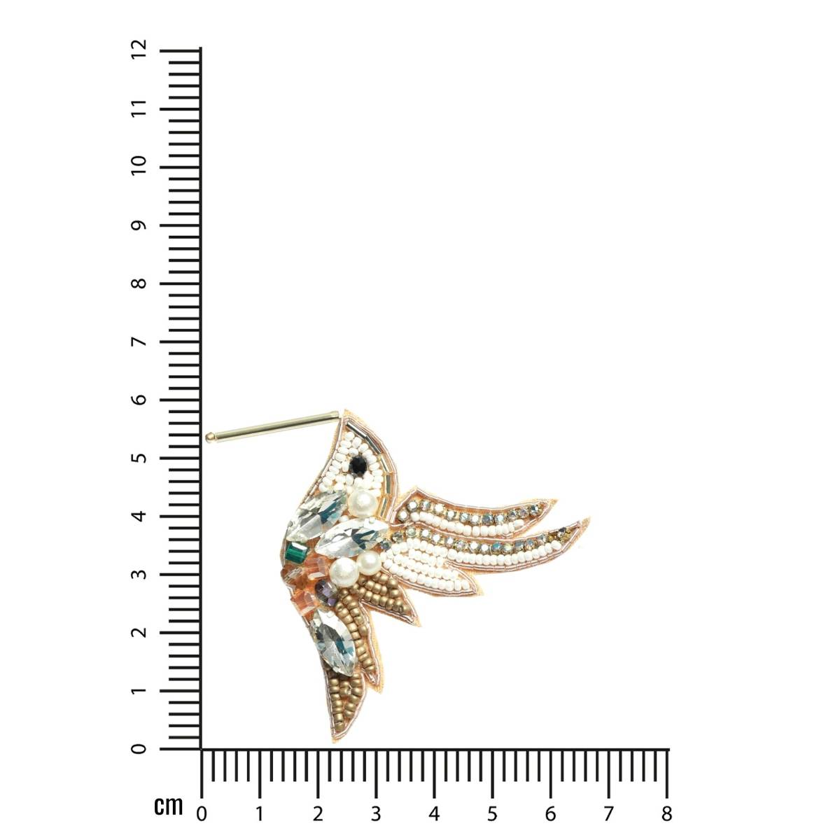 Aatmana Gold Toned Beads and White Crystals Studded Contemporary Bird Shaped Earrings