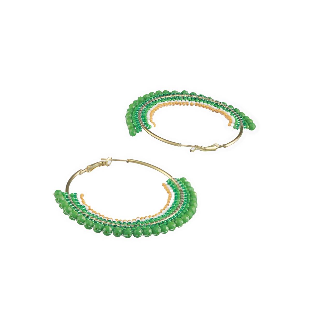 Aatmana Green Circular Handcrafted Hoop Earrings